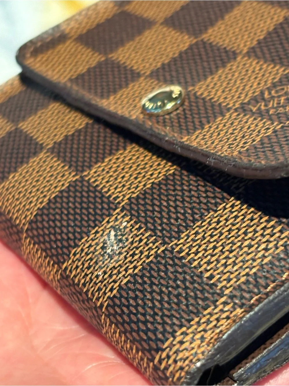 Louis Vuitton Damier Brown Wallet Trifold Numbered Gold Snap